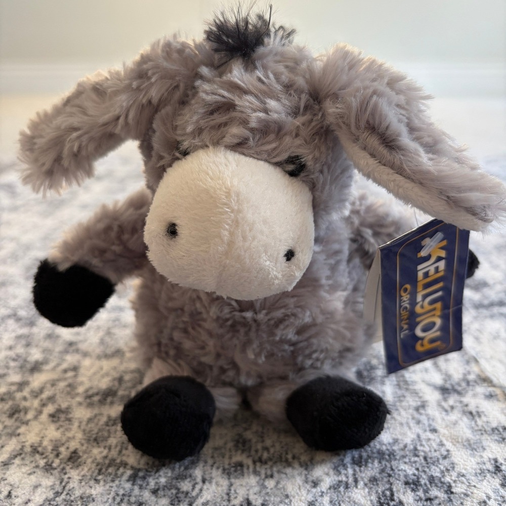 Kellytoy‎ Donkey Shaggy Gray Soft Stuffed Animal Plush 8" Gray Kids Toy